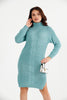 Womens Knitted Pattern High Neck Detail Dress MEWKND446