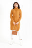 Womens Knitted Pattern High Neck Detail Dress MEWKND448