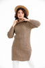 Womens Knitted Pattern High Neck Detail Dress MEWKND451