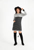 Womens Knitted Pattern Striped Pocket Detail Dress MEWKND458