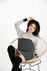 Womens Knitted Pattern Striped Pocket Detail Dress MEWKND458