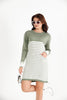 Womens Knitted Pattern Striped Pocket Detail Dress MEWKND454