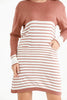 Womens Knitted Pattern Striped Pocket Detail Dress MEWKND460