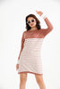 Womens Knitted Pattern Striped Pocket Detail Dress MEWKND460