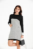 Womens Knitted Pattern Striped Pocket Detail Dress MEWKND461