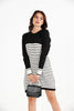 Womens Knitted Pattern Striped Pocket Detail Dress MEWKND461