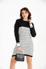Womens Knitted Pattern Striped Pocket Detail Dress MEWKND461