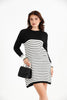 Womens Knitted Pattern Striped Pocket Detail Dress MEWKND461