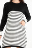 Womens Knitted Pattern Striped Pocket Detail Dress MEWKND461
