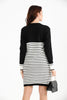 Womens Knitted Pattern Striped Pocket Detail Dress MEWKND461