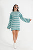 Womens Knitted Striped Pattern Detail Dress MEWKND480