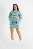 Womens Knitted Striped Pattern Detail Dress MEWKND480