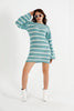 Womens Knitted Striped Pattern Detail Dress MEWKND480