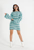 Womens Knitted Striped Pattern Detail Dress MEWKND480