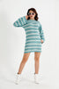 Womens Knitted Striped Pattern Detail Dress MEWKND480