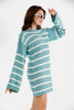 Womens Knitted Striped Pattern Detail Dress MEWKND480