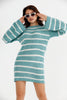 Womens Knitted Striped Pattern Detail Dress MEWKND480