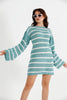 Womens Knitted Striped Pattern Detail Dress MEWKND480