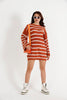 Womens Knitted Striped Pattern Detail Dress MEWKND483