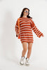 Womens Knitted Striped Pattern Detail Dress MEWKND483