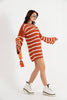 Womens Knitted Striped Pattern Detail Dress MEWKND483