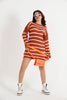 Womens Knitted Striped Pattern Detail Dress MEWKND483