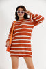 Womens Knitted Striped Pattern Detail Dress MEWKND483