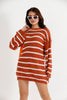 Womens Knitted Striped Pattern Detail Dress MEWKND483