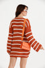 Womens Knitted Striped Pattern Detail Dress MEWKND483