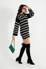 Womens Knitted Striped Pattern Detail Dress MEWKND485