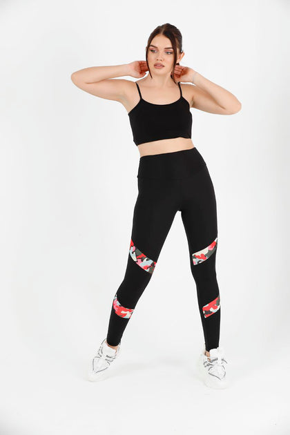 Women's Contrast Panel Active Wear Leggings - WAL166