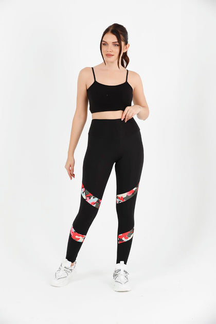 Women's Contrast Panel Active Wear Leggings - WAL166