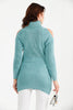 Women's High Neck Detail Long Sweater by Memnu - MEWS813