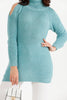 Women's High Neck Detail Long Sweater by Memnu - MEWS813