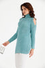 Women's High Neck Detail Long Sweater by Memnu - MEWS813