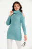 Women's High Neck Detail Long Sweater by Memnu - MEWS813