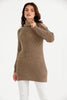 Women's High Neck Detail Long Sweater by Memnu - MEWS814