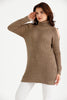 Women's High Neck Detail Long Sweater by Memnu - MEWS814