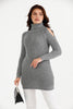 Women's High Neck Detail Long Sweater by Memnu - MEWS815