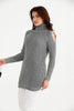 Women's High Neck Detail Long Sweater by Memnu - MEWS815