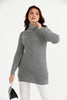 Women's High Neck Detail Long Sweater by Memnu - MEWS815