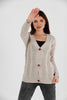 Women's Knitted Cable Knit Cardigan Button Detail by Memnu - MEWS821