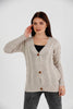 Women's Knitted Cable Knit Cardigan Button Detail by Memnu - MEWS821