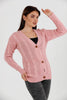 Women's Knitted Cable Knit Cardigan Button Detail by Memnu - MEWS822