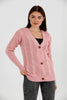 Women's Knitted Cable Knit Cardigan Button Detail by Memnu - MEWS822