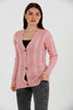 Women's Knitted Cable Knit Cardigan Button Detail by Memnu - MEWS822