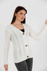 Women's Knitted Cable Knit Cardigan Button Detail by Memnu - MEWS823