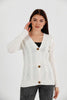 Women's Knitted Cable Knit Cardigan Button Detail by Memnu - MEWS823