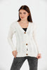 Women's Knitted Cable Knit Cardigan Button Detail by Memnu - MEWS823