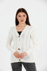 Women's Knitted Cable Knit Cardigan Button Detail by Memnu - MEWS823